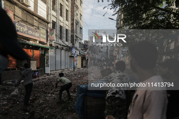 Pro-government student wing and anti-quota protestors are clashing in Dhaka, Bangladesh, on July 16, 2024. 