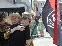 People are paying their last respects to the commander of the OUN volunteer battalion Mykola Kokhanivskyi, who died near Vovchansk in Kharki...