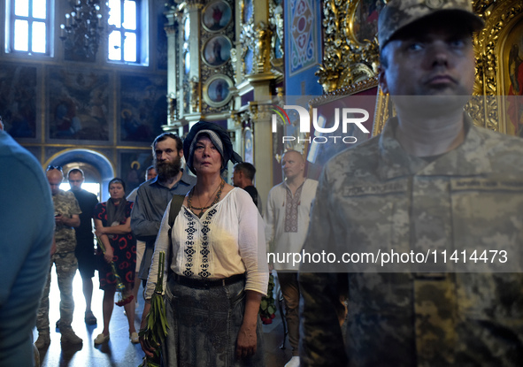 People are paying their last respects to the OUN volunteer battalion Mykola Kokhanivskyi, who died near Vovchansk in Kharkiv region on June...