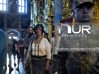 People are paying their last respects to the OUN volunteer battalion Mykola Kokhanivskyi, who died near Vovchansk in Kharkiv region on June...