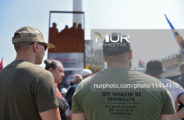 People are paying their last respects to the commander of the OUN volunteer battalion Mykola Kokhanivskyi, who died near Vovchansk in Kharki...