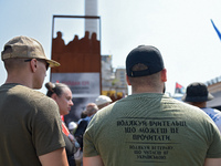 People are paying their last respects to the commander of the OUN volunteer battalion Mykola Kokhanivskyi, who died near Vovchansk in Kharki...