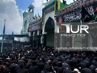 Shiite Muslim mourners are flagellating themselves on the tenth day of Ashura during the Islamic month of Muharram, commemorating the sevent...