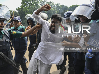 Bangladesh Police are detaining a man at the University of Dhaka premises, a day after the clash between anti-quota protesters and Banglades...