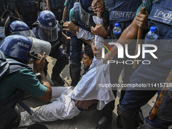 Bangladesh Police are detaining a man at the University of Dhaka premises, a day after the clash between anti-quota protesters and Banglades...