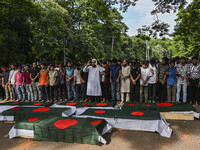 Anti-quota protester students are joining in funeral prayers with dummy coffins at the University of Dhaka campus, a day after the clash bet...