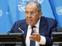  Sergey Lavrov, Minister for Foreign Affairs of the Russian Federation briefs members of the press the war in Ukraine, journalists held in R...