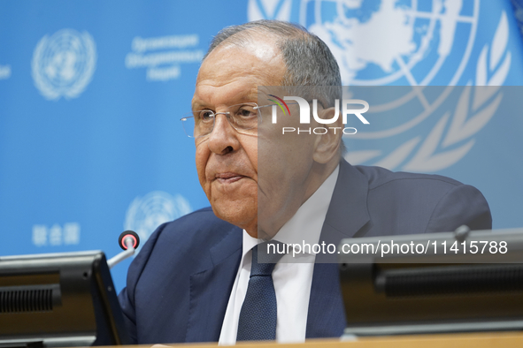  Sergey Lavrov, Minister for Foreign Affairs of the Russian Federation briefs members of the press the war in Ukraine, journalists held in R...