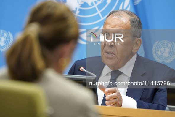  Sergey Lavrov, Minister for Foreign Affairs of the Russian Federation briefs members of the press the war in Ukraine, journalists held in R...