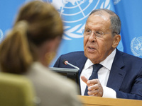  Sergey Lavrov, Minister for Foreign Affairs of the Russian Federation briefs members of the press the war in Ukraine, journalists held in R...