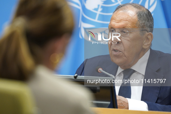  Sergey Lavrov, Minister for Foreign Affairs of the Russian Federation briefs members of the press the war in Ukraine, journalists held in R...