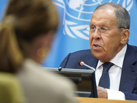  Sergey Lavrov, Minister for Foreign Affairs of the Russian Federation briefs members of the press the war in Ukraine, journalists held in R...