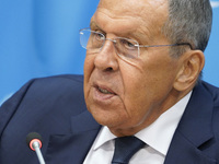  Sergey Lavrov, Minister for Foreign Affairs of the Russian Federation briefs members of the press the war in Ukraine, journalists held in R...