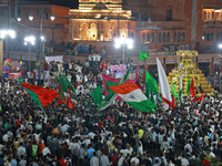 Indian Muslims are carrying 'Tazias' as they are taking part in a Muharram procession in Jaipur, Rajasthan, India, on July 17, 2024. During...