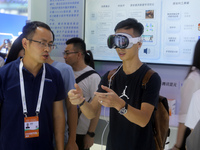 Tencent is participating at the World Artificial Intelligence Conference 2024 in Shanghai, China, on July 5, 2024, displaying Tencent Cloud...