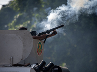 Police are firing teargas during a coffin rally of anti-quota protesters at the University of Dhaka, a day after the clash with Bangladesh C...