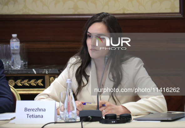 Tetiana Berezhna, Deputy Minister of Economy of Ukraine, is attending the meeting of the Council for Human Rights, Gender Equality, and Dive...