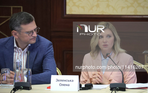 Minister of Foreign Affairs of Ukraine Dmytro Kuleba and First Lady Olena Zelenska are attending the meeting of the Council for Human Rights...