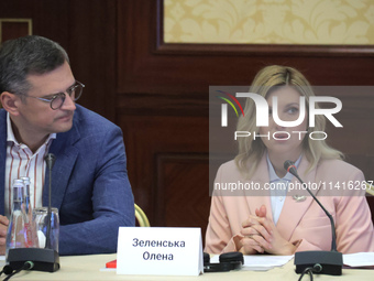 Minister of Foreign Affairs of Ukraine Dmytro Kuleba and First Lady Olena Zelenska are attending the meeting of the Council for Human Rights...