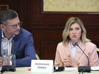 Minister of Foreign Affairs of Ukraine Dmytro Kuleba and First Lady Olena Zelenska are attending the meeting of the Council for Human Rights...