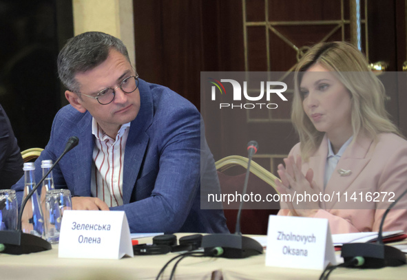 Minister of Foreign Affairs of Ukraine Dmytro Kuleba and First Lady Olena Zelenska are attending the meeting of the Council for Human Rights...