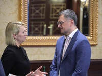 US Ambassador Extraordinary and Plenipotentiary to Ukraine Bridget Brink and Minister of Foreign Affairs of Ukraine Dmytro Kuleba are attend...