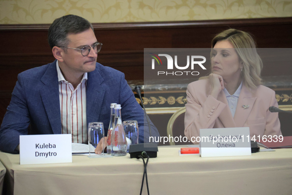 Minister of Foreign Affairs of Ukraine Dmytro Kuleba and First Lady Olena Zelenska are attending the meeting of the Council for Human Rights...