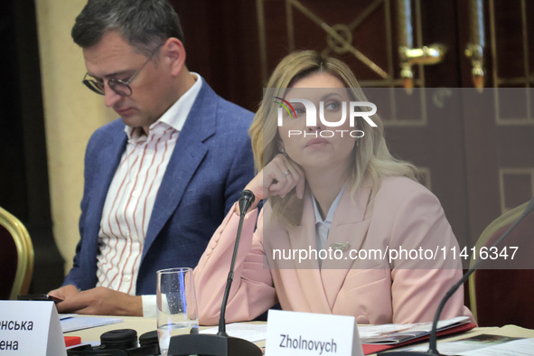 Minister of Foreign Affairs of Ukraine Dmytro Kuleba and First Lady Olena Zelenska are attending the meeting of the Council for Human Rights...