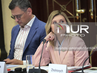 Minister of Foreign Affairs of Ukraine Dmytro Kuleba and First Lady Olena Zelenska are attending the meeting of the Council for Human Rights...