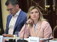 Minister of Foreign Affairs of Ukraine Dmytro Kuleba and First Lady Olena Zelenska are attending the meeting of the Council for Human Rights...