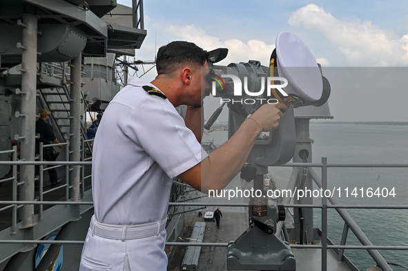 The command ship of the United States Seventh Fleet, USS Blue Ridge, is docking at Port Klang Cruise Terminal for a routine visit on July 17...