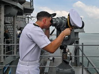 The command ship of the United States Seventh Fleet, USS Blue Ridge, is docking at Port Klang Cruise Terminal for a routine visit on July 17...