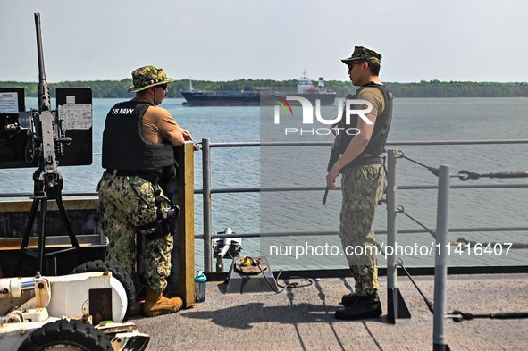 The command ship of the United States Seventh Fleet, USS Blue Ridge, is docking at Port Klang Cruise Terminal for a routine visit on July 17...