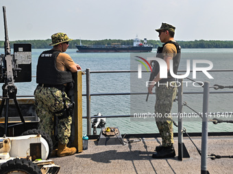 The command ship of the United States Seventh Fleet, USS Blue Ridge, is docking at Port Klang Cruise Terminal for a routine visit on July 17...