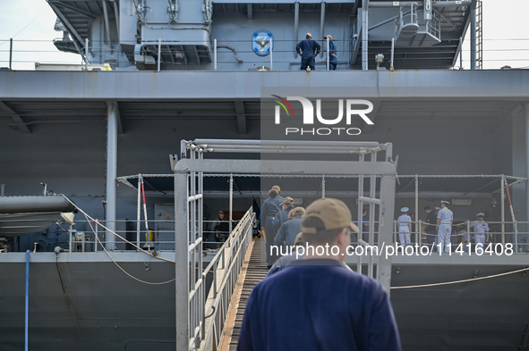 The command ship of the United States Seventh Fleet, USS Blue Ridge, is docking at Port Klang Cruise Terminal for a routine visit on July 17...