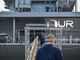 The command ship of the United States Seventh Fleet, USS Blue Ridge, is docking at Port Klang Cruise Terminal for a routine visit on July 17...