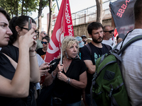 A moment of the demonstration outside the RAI headquarters in Naples, Italy, on July 18, 2024, is happening in response to the complaints ab...