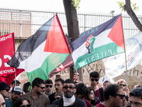 A moment of the demonstration outside the RAI headquarters in Naples, Italy, on July 18, 2024, is happening in response to the complaints ab...