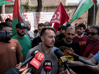 A moment of the demonstration outside the RAI headquarters in Naples, Italy, on July 18, 2024, is happening in response to the complaints ab...