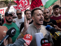 A moment of the demonstration outside the RAI headquarters in Naples, Italy, on July 18, 2024, is happening in response to the complaints ab...