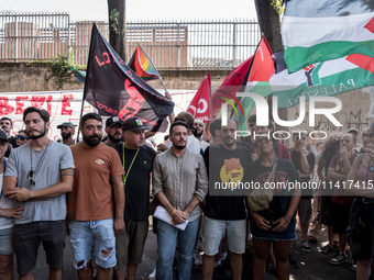 A moment of the demonstration outside the RAI headquarters in Naples, Italy, on July 18, 2024, is happening in response to the complaints ab...