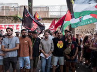 A moment of the demonstration outside the RAI headquarters in Naples, Italy, on July 18, 2024, is happening in response to the complaints ab...