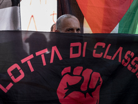 A moment of the demonstration outside the RAI headquarters in Naples, Italy, on July 18, 2024, is happening in response to the complaints ab...