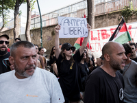 A moment of the demonstration outside the RAI headquarters in Naples, Italy, on July 18, 2024, is happening in response to the complaints ab...