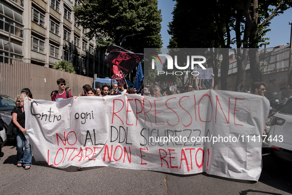 A moment of the demonstration outside the RAI headquarters in Naples, Italy, on July 18, 2024, is happening in response to the complaints ab...