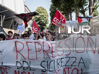 A moment of the demonstration outside the RAI headquarters in Naples, Italy, on July 18, 2024, is happening in response to the complaints ab...