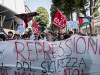 A moment of the demonstration outside the RAI headquarters in Naples, Italy, on July 18, 2024, is happening in response to the complaints ab...