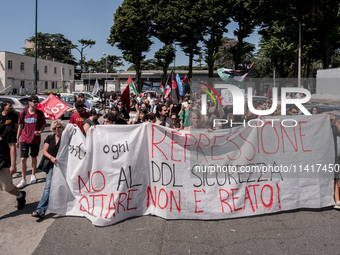 A moment of the demonstration outside the RAI headquarters in Naples, Italy, on July 18, 2024, is happening in response to the complaints ab...