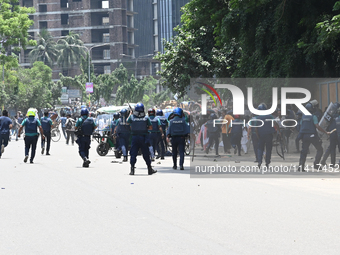 Students are clashing with the police during an ongoing anti-quota protest in Dhaka, Bangladesh, on July 18, 2024. (