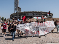 A moment of the demonstration outside the RAI headquarters in Naples, Italy, on July 18, 2024, is happening in response to the complaints ab...